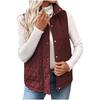 Women's Fashion Quilted Sleeveless Short Vest with Stand Collar Buttons and Zipper