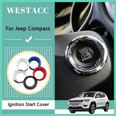 Car Ignition Key Switch Start Button Cover Ring Decoration Sticker for Jeep Compass 2017 - Interior