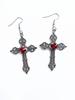 Popular Oversized Rhinestone Cross Earrings - Silver Tone Gothic Punk Fashion