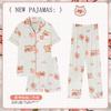 Soft Waxy Rabbit Pajamas Women's Japanese Milk Gentle and Cute Cartoon Girly Casual Short-sleeved Loungewear Three-piece Set