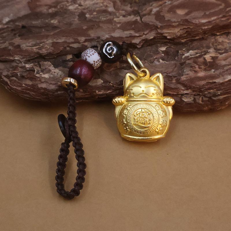 Vintage Pure Handmade Lucky Cat Car Keychain For Women Men Creative Chinese Style Pendant Keychain Backpack Decoration Gifts