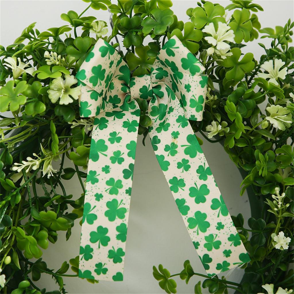 Irish St. Patrick's Day Simulation Green Door Hanging Bow Decoration Wreath