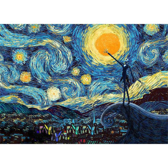 Abstrakter Künstler Van Gogh Landschaft Sternennacht Poster und Drucke Klassische Leinwandgemälde Wandkunst Bild für Heimdekoration