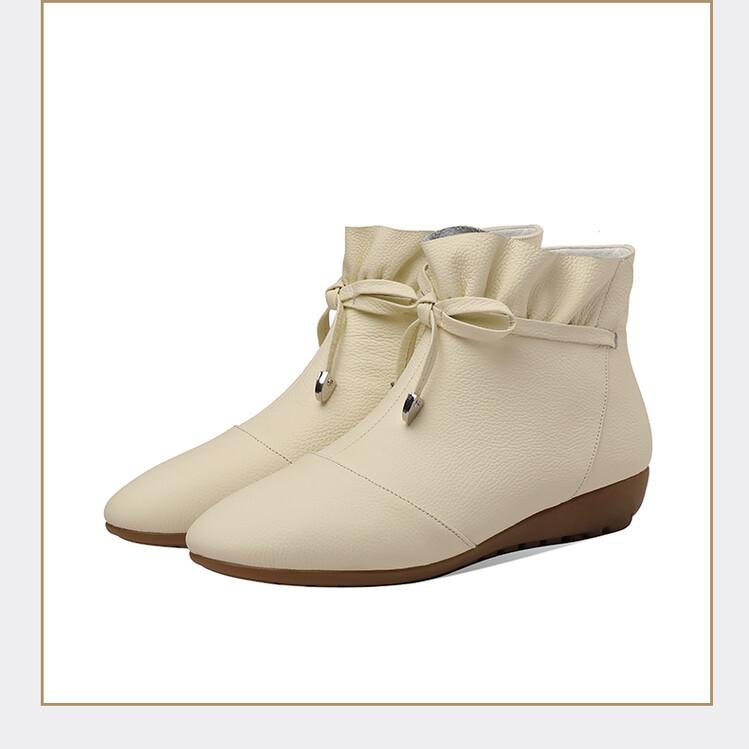 Fashion Women's Autumn Winter New Bow Solid Color Short Boots European American 2024 Fashion Size 34-44 3cm Thick Sole Ankle Boots