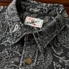 Long Sleeve Jacquard Paisley Print Washed and Size L [karaku] Men's Shirt, Denim, Casual, Simple, Stylish, Spring/Autumn,