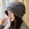 Hat Women's big head circumference stacking hat New autumn and winter warm headhat Thickened foreign style hat