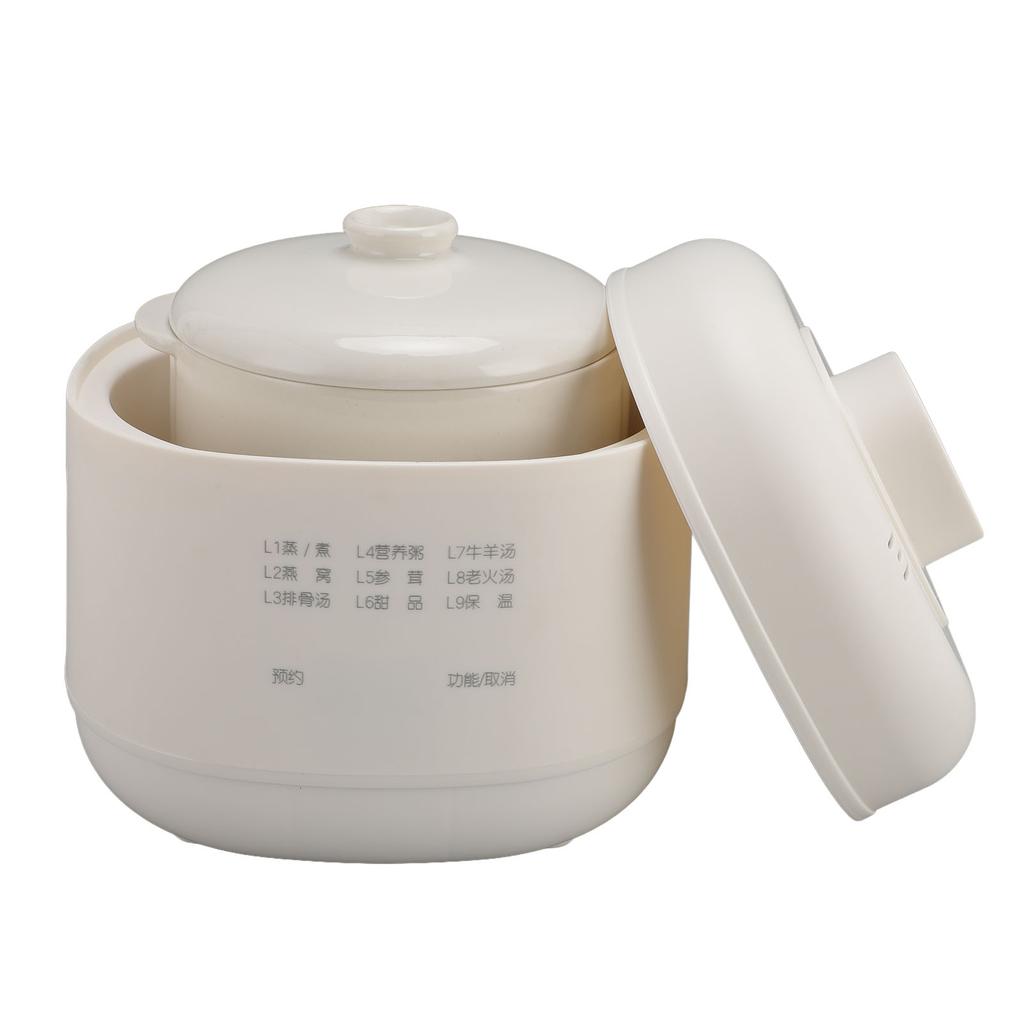 Mini Electric Stew Pot 200W 1L Ceramic Soup Porridge Cooker Anti Dry Burn Small Slow Cooker with