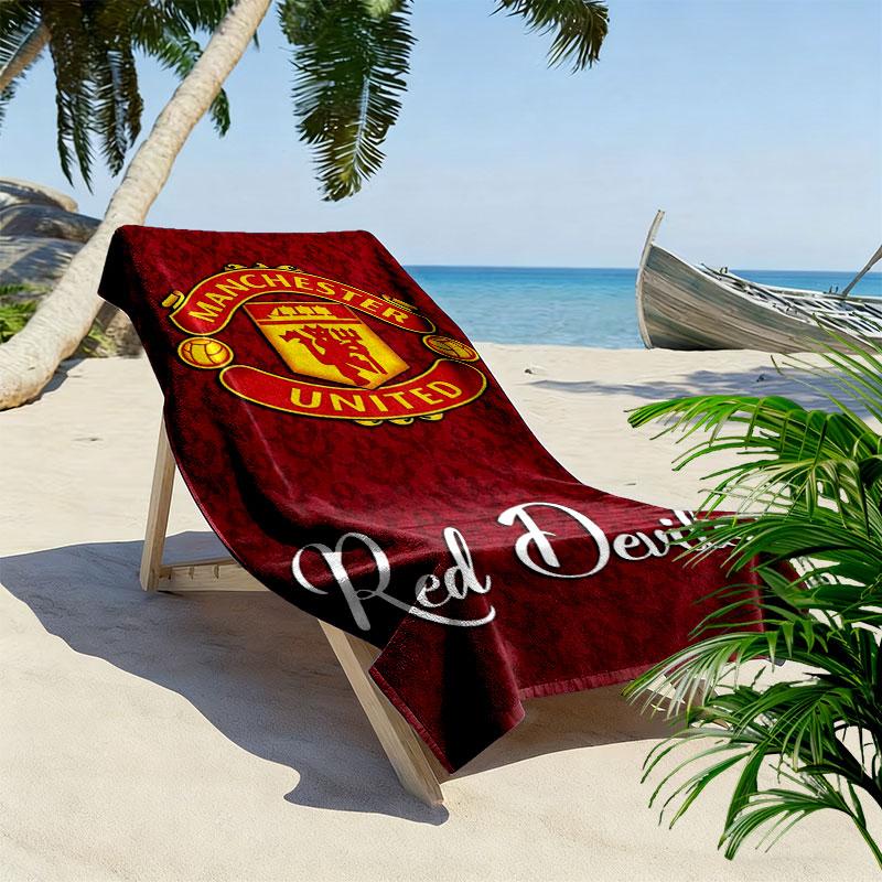 Manchester United F Print Beach Towel, Large Soft Quick Dry Towel for Beach Camping Swimming