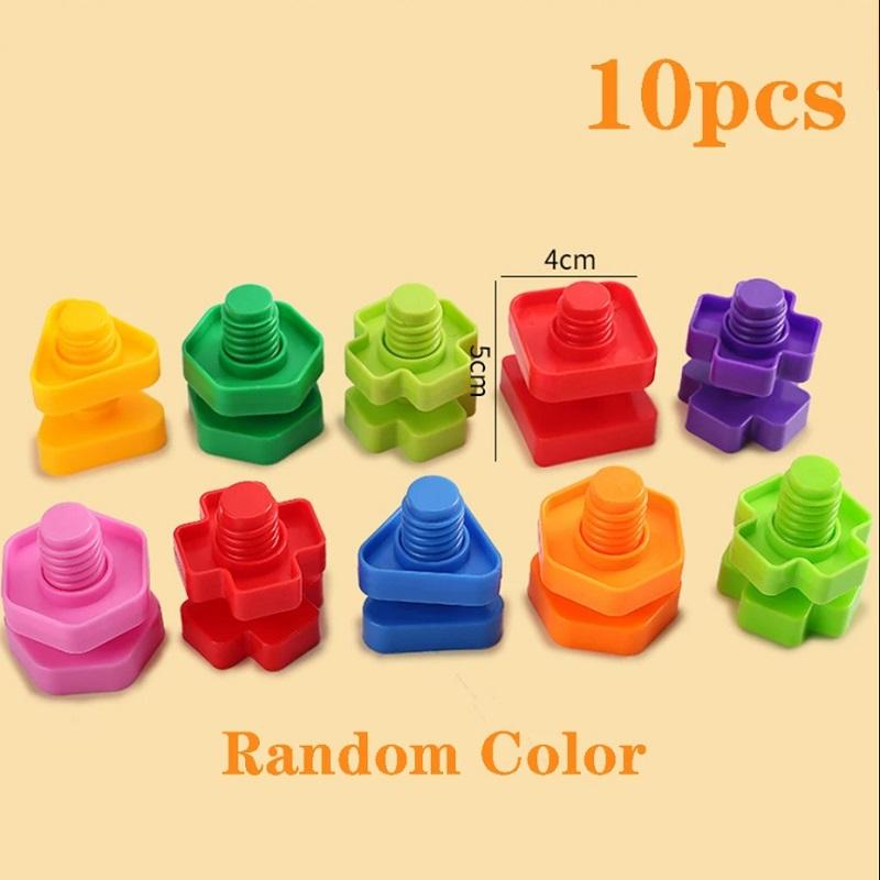 

10/20 шт./набір креативних мозаїчних пазлів, гвинтів, будівельних блоків для дітей, пластикових вставних блоків, розвиваючих іграшок у формі гайки