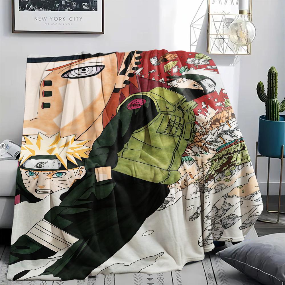 1PC Naruto Vs Pain Patterned Flannel Blanket Suitable For All Seasons For Home Decor Warmth And Comfort Gifts Holiday Present