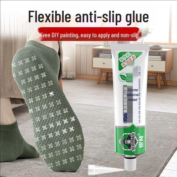 Transparent Anti-Slip Silicone Glue for Sock and Shoe Soles, Universal Eco-Friendly Glue for Heel, Stockings, and More