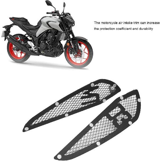 KIMISS 2PCS Motorcycle Fuel Air Intake Trim, Aluminum Gas Side Frame Trim Cover Replacement for MT03 2020‑2021(Black)