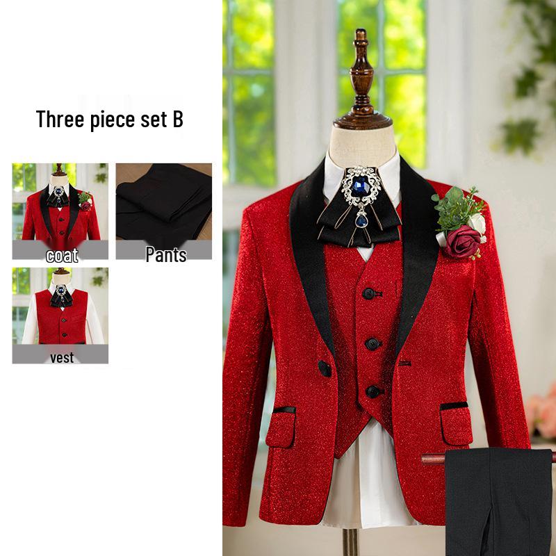 Boys' Silver Sequin Suit Set - Performance & Ceremony Outfit