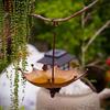 1Pc Outdoor Hanging Bird Feeder Tray Umbrella-Shaped Iron Feeder & Water Bowl For Garden Courtyard Backyard Hummingbird Feeder