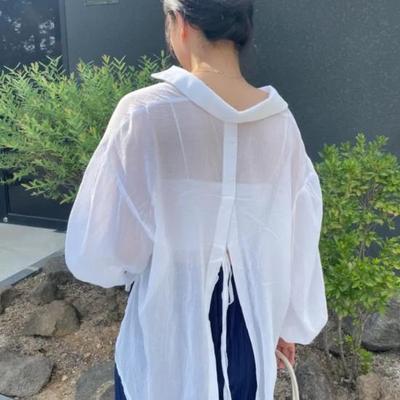 Back Slit Oversized Linen Shirt (5 COLOR)