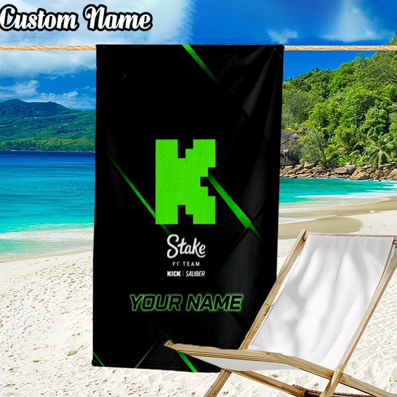 Custom Name Sauber Stake Beach Towel - Soft, Ultra-Absorbent Microfiber, Lightweight, Perfect for Beach, Parties, Travel, Camping