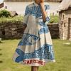 Dress For Women Elegant Casual Smocked Button Lapel Short Sleeve Knee Length Dress