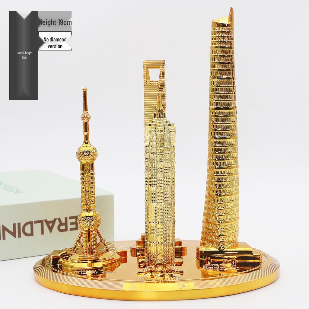 Shanghai Landmark Building Model: Oriental Pearl Tower, World Financial Center, Jin Mao Tower - Metal Creative Handicraft