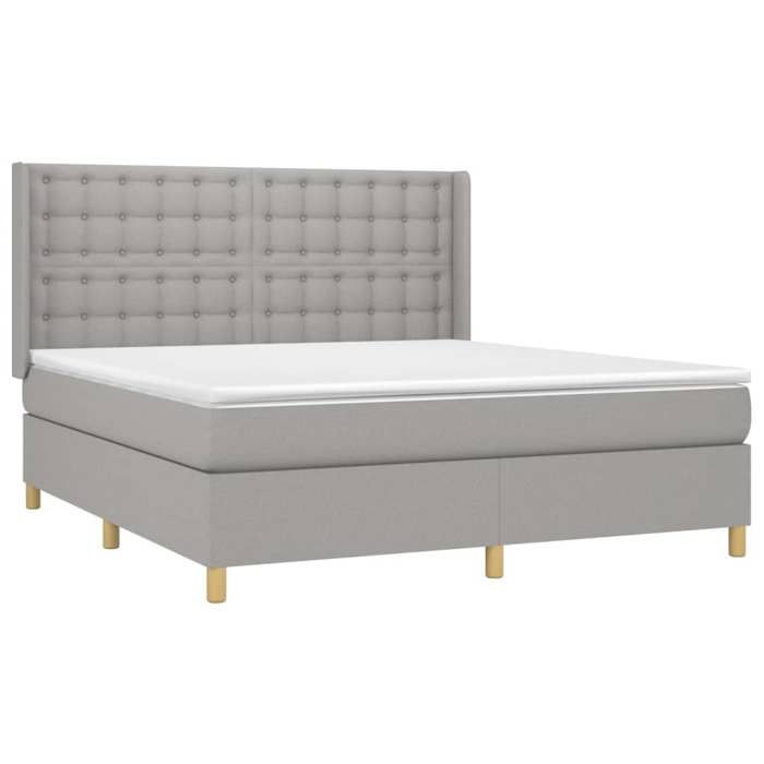 Maison Exclusive - Sommier à lattes de lit avec matelas Gris clair 160x200cm Tissu