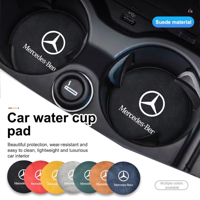 Suede Car Coaster Water Cup Holder Anti-Slip Pad Accessories For Benz AMG A C E S G Class W201 W210 W108 W204 W205 W203 QS1