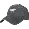 Running Horse Baseball Cap Washed Denim Graphic Low Profile Adjustable Dad Hat