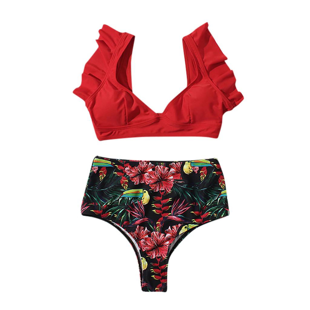 Women High Waist Bikini Push Up Bikinis Print Swimsuit Female Beachwear Swimwear