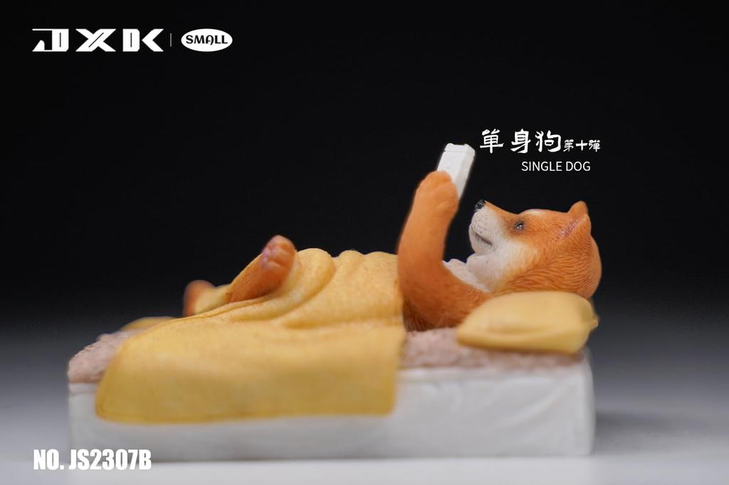 JXK Scale Bachelor Shiba Inu Miniature Dog Goodnight Shiba Magnetic Refrigerator Sleeping Dollhouse Mini Dog Resin Model Birthday Fully Assembled 1/6