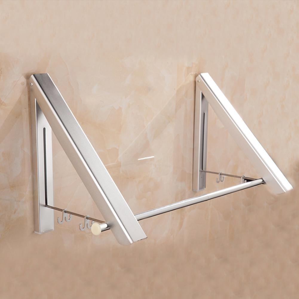 

Household Space Aluminum Wall Mounted Clothes Hanger Folding Portable Clothes Drying Rack