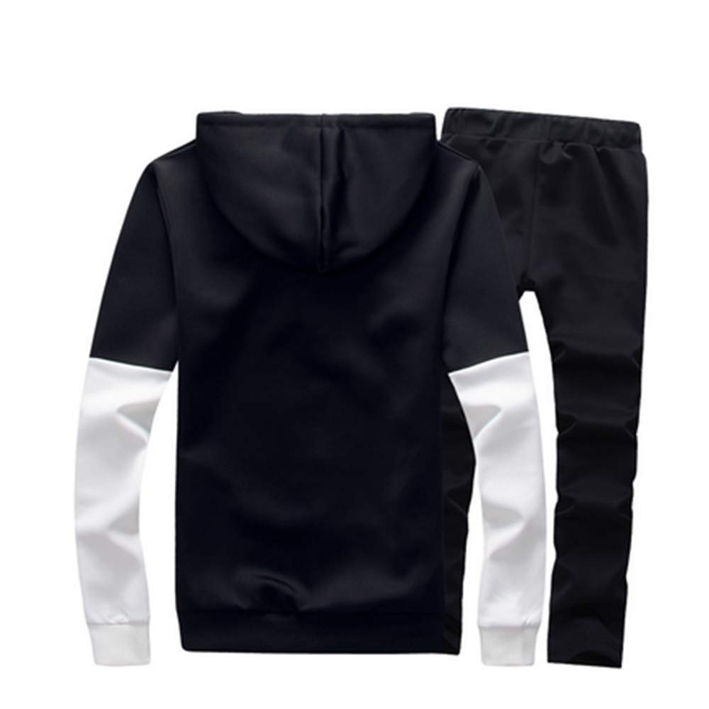 Gebacades Unisex Long Sleeve Hooded Sweatshirt Slim Size 3XL Men's Set, Fit, Fall/Winter Loungewear, Black,