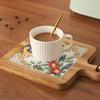 1pc Floral Wooden Trivet High Temperature Resistant Vintage Dining Kitchen Table Mat Insulation Pot Pad