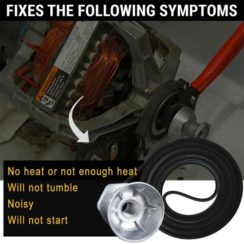 Dryer Belt and Pulley Replacement Dryer Machine Belt Metal and Plastic Texture Suitable for Longevity in Home Appliances