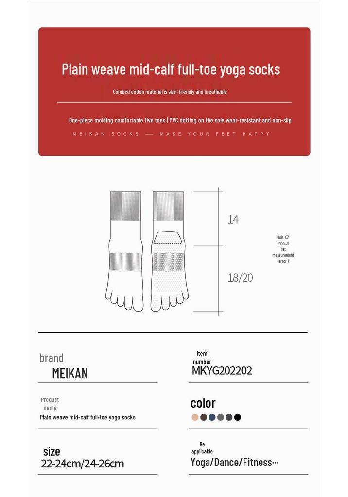 MEIKAN Unisex Full-Toe Non-Slip Yoga & Fitness Socks