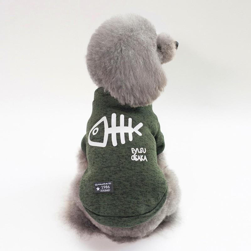 Pet Winter Coat Small Dogs Cats Cotton Hoodie Sweater Warm Outfit In Blue Gray Olive Green S-XXL