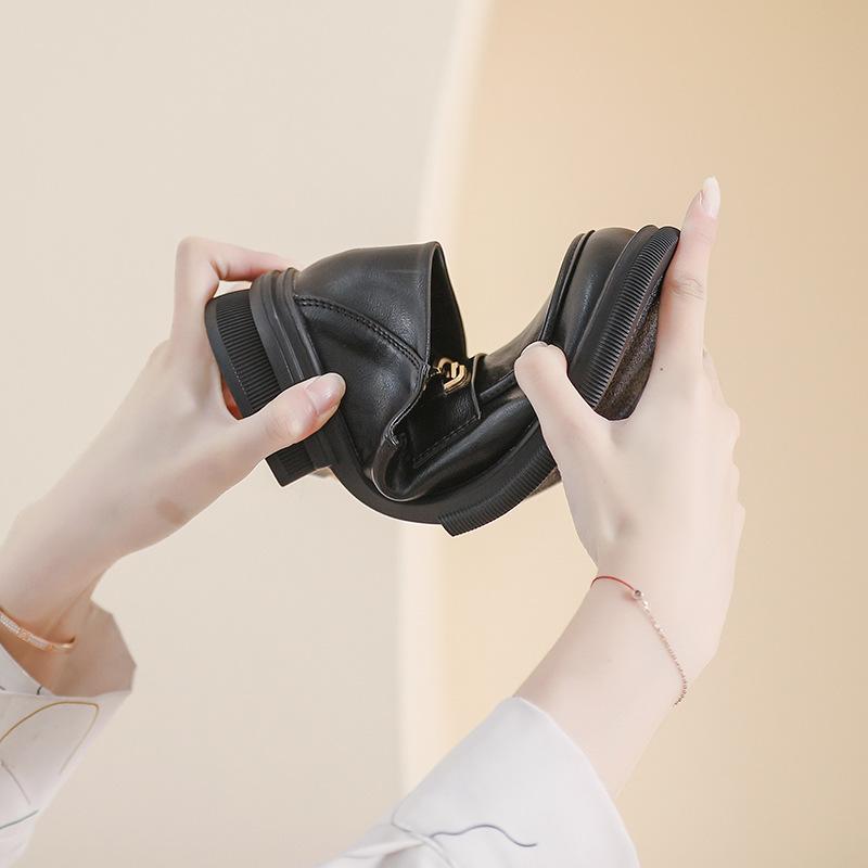 Leather women's new women's British style small leather shoes women's shoes small fragrant style single shoes