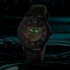 Men's Automatic Mechanical Watch Black Leather Strap Stainless Steel Luminous Roman Numerals Water Resistant Casual Wear