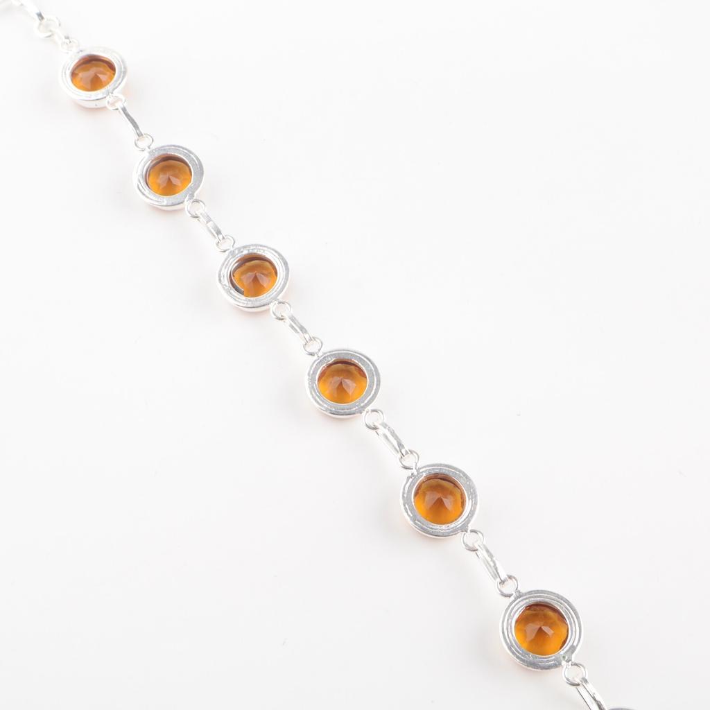Natural Citrine Gemstone 925 Sterling Silver Jewelry Handmade Bracelet For Her RB-13-6