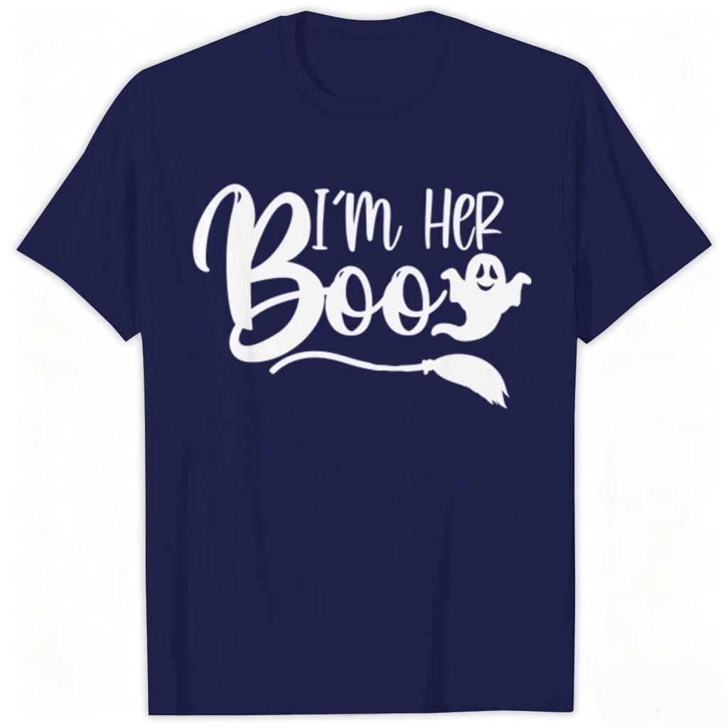 Im His Witch Im Her Boo Matching Couple T Shirts Halloween Ghost Witch Hat Broom Graphic Tees Party Outfit For Unisex Unisex