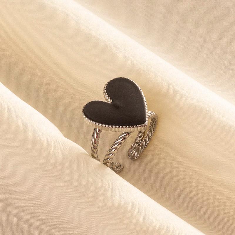 Punk Vintage Black Enamel Ring Stainless Steel Open Rings For Women Men Jewelry Fire Evil Eye Bague Acier Inoxydables Femme Gift