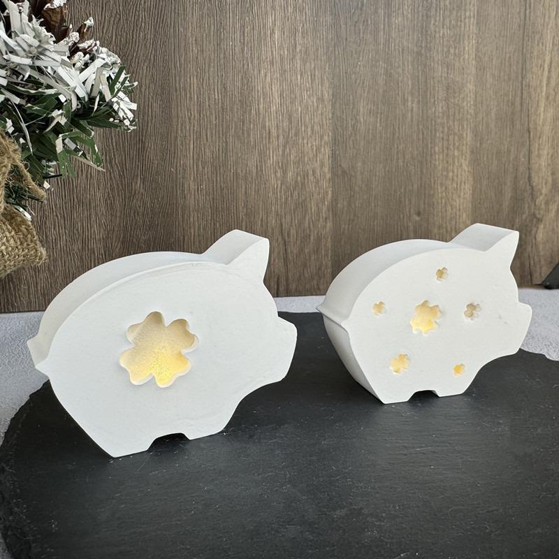 Luminous Pig-Shaped Silicone Mold with Glowing Eyes & Ears - Reusable Gypsum Resin/Clay Mold for DIY Home Decor Candle Making