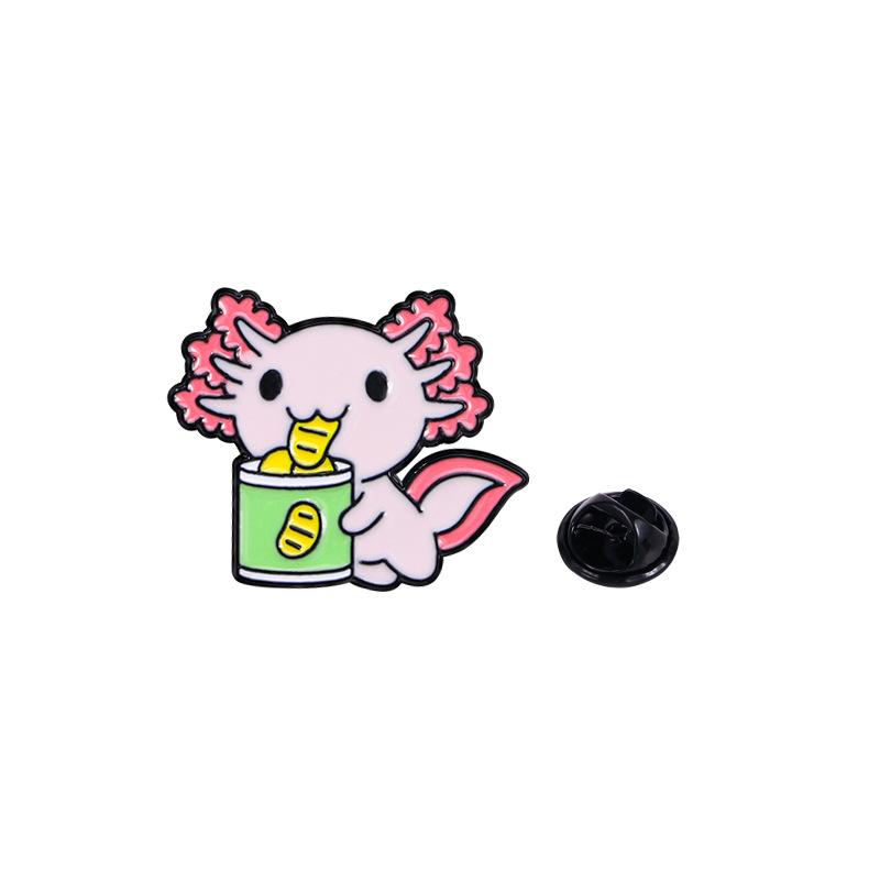 Cute Anime Alloy Brooch Cartoon Marine Animal Salamander Student Children's Clothing Badge Accessory Buckle