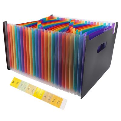 Expanding File Folder 24 Pockets Large Capacity Expanding Document Organizer with Colorful Tabs for Office School