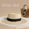 Straw hat women's summer retro temperament top hat seaside play beach sun hat straw woven sun hat