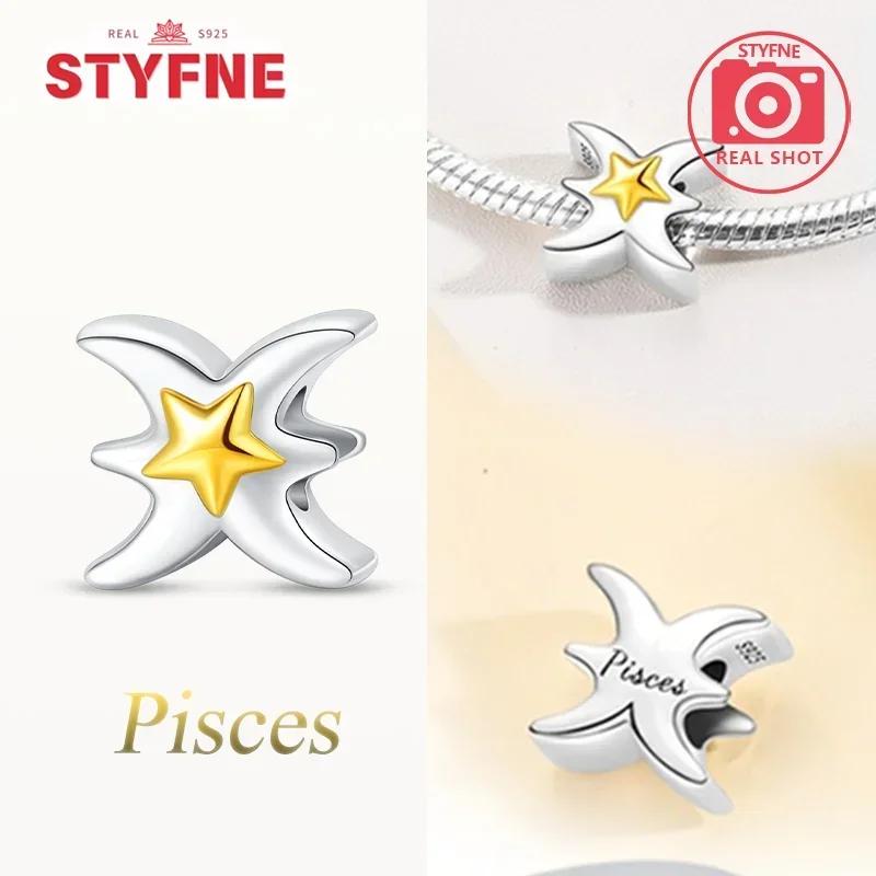 

Изысканная желтая бусина из меди с символами двенадцати знаков зодиака, звезда Телец, подходит для браслета, женский аксессуар для DIY, подарок на день рождения