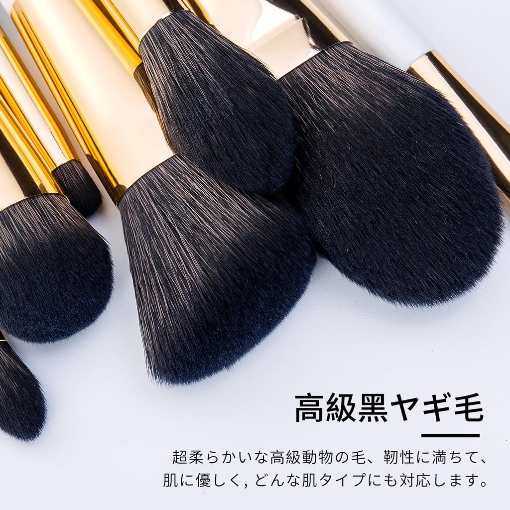 ENZO KEN Natural Black Goat Hair Makeup Brush Set with Foldable Cosmetic Professional Makeup Set of Eyeshadow Brush Super Soft Genuine Hair Makeup