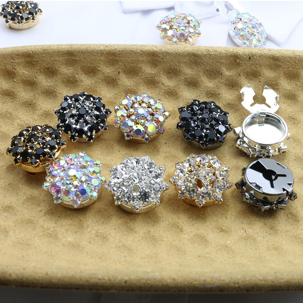 Fashion Bestseller 2 pieces of 22MM Circular Rhinestone Cufflinks, Women's Shirts, Dresses, Sweaters, DIY Handmade Wholesale