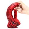 Rotschwarzer Silikon-Monsterdildos, Fantasie-Pferde-/Hundedildo mit Knoten, riesiger Schwanz, dicker Analpenis mit starkem Saugnapf