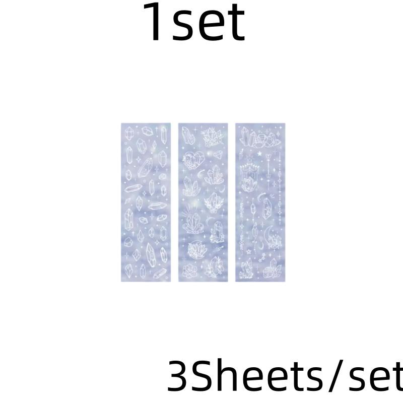 3 Sheets Butterfly Moon Star Stickers PET Transparent Decorative Stickers For Craft Album Journal Scrapbooking