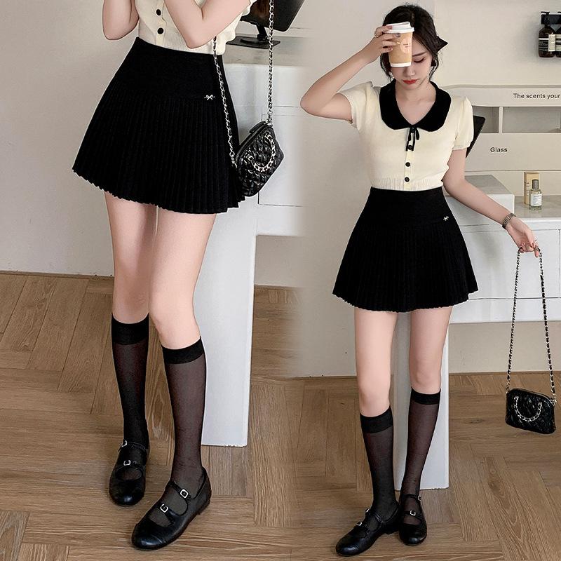 

Women s Pleated High-Waisted A-Line Skirt with Anti-Exposure Shorts - JK Academy Style, 2026 Spring/Summer Hong Kong Design XL чёрный