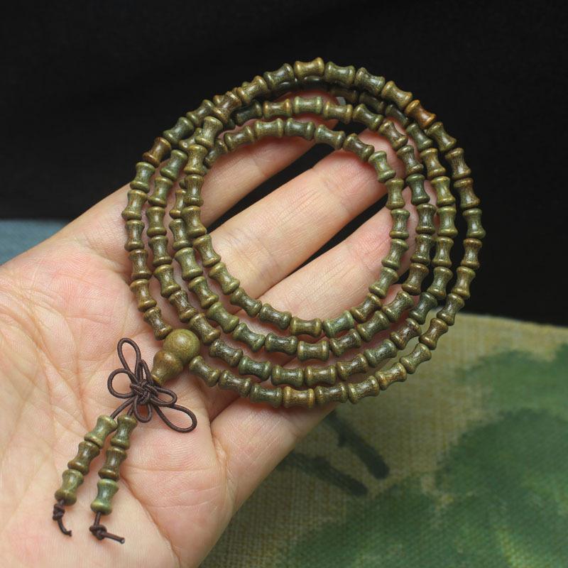 Green Sandalwood Bamboo Joint 4*7 Beads Bracelet Unisex Literary Wooden Jewelry