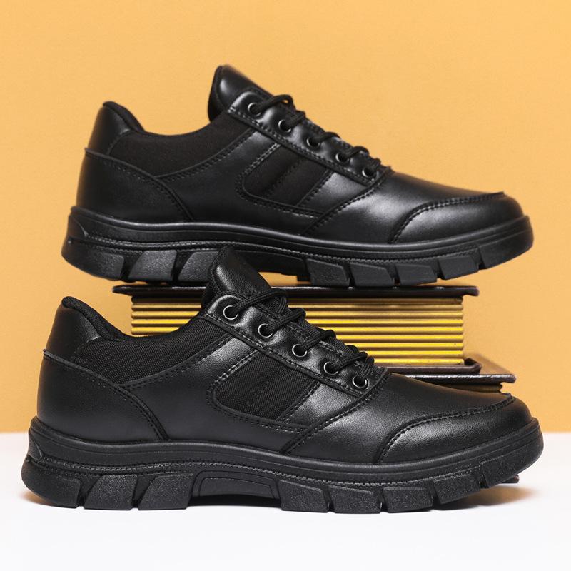 Oulylan Male Solid Black Training Shoes Dirt-proof Durable Comfort Work Sneakers Waterproof Anti-slip Breathable Casual Footwear